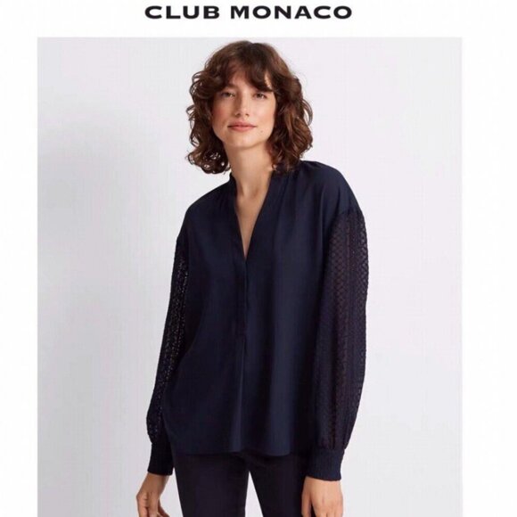 Club Monaco Tops - Club Monaco Oversized Chemise Blouse Shirt Navy Sz XS​​​​